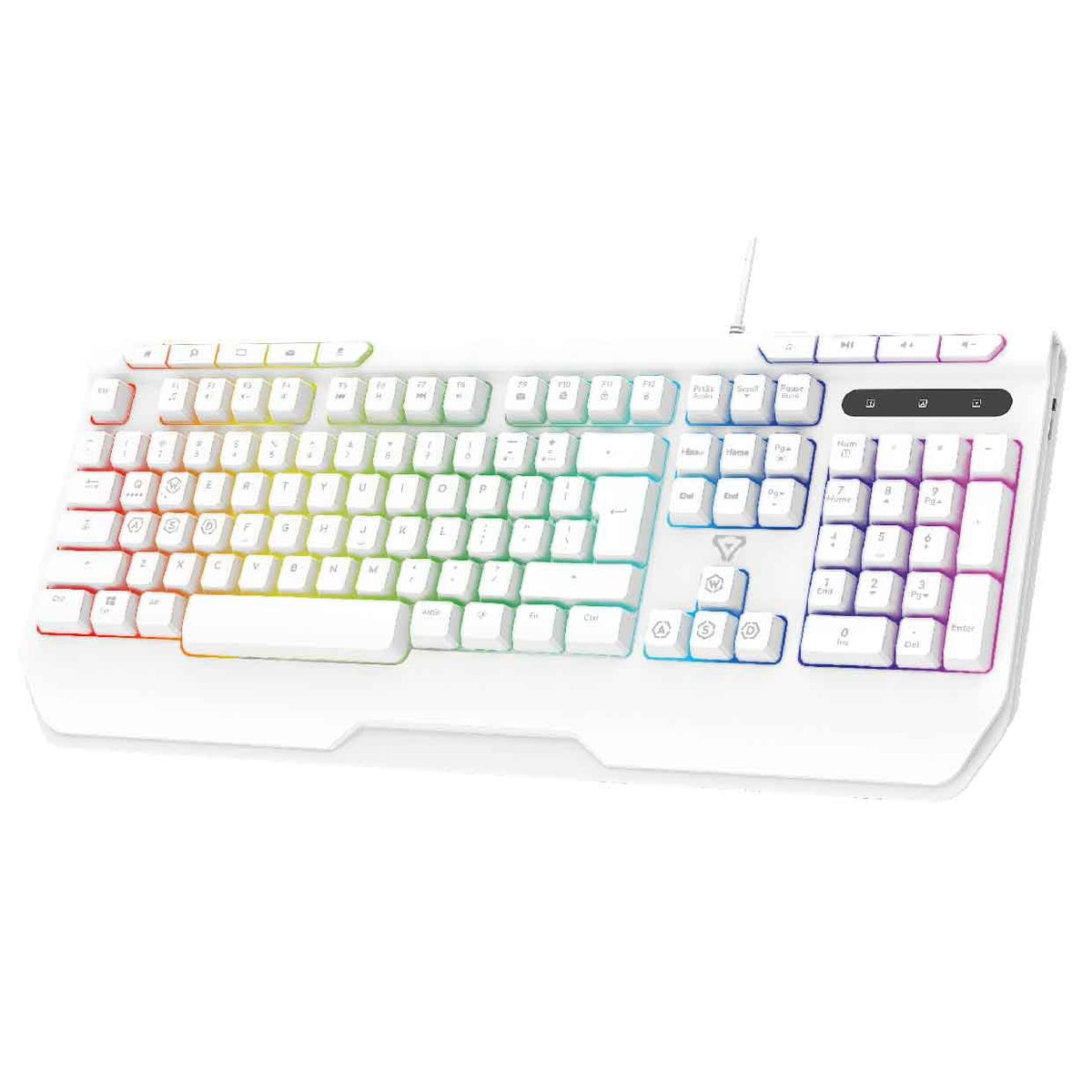 Laser White Gaming RGB Keyboard Full Size with Multimedia Keys
