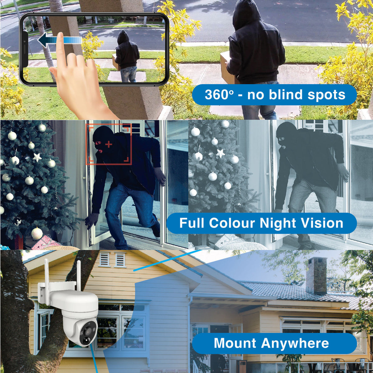 Laser FHD Outdoor Pan Tilt Camera Solar White