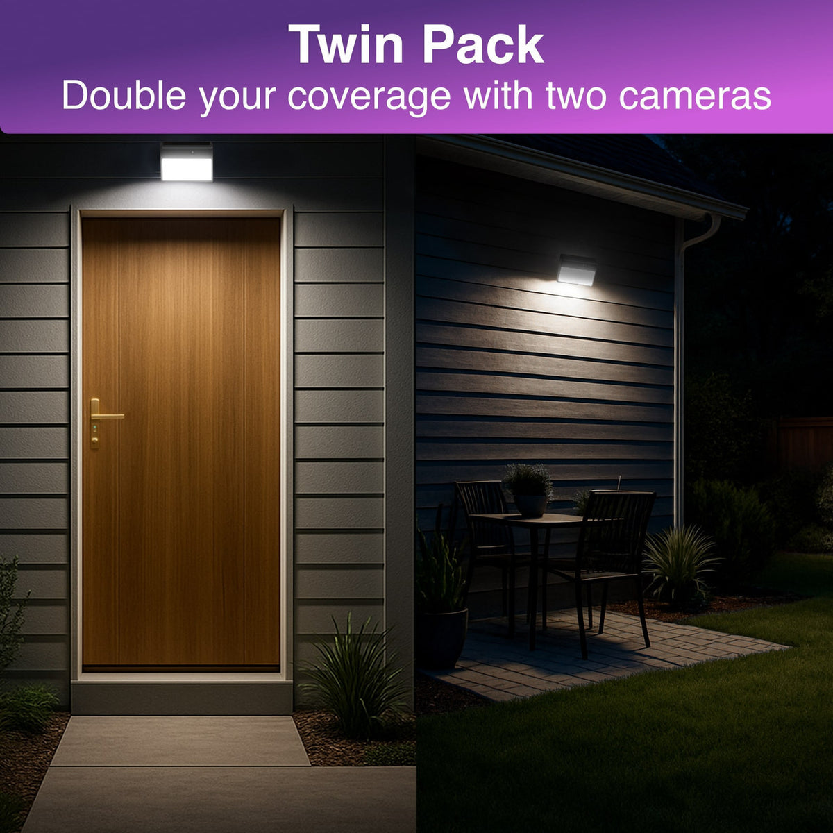 Laser Outdoor Wall Light Camera Twin Pack