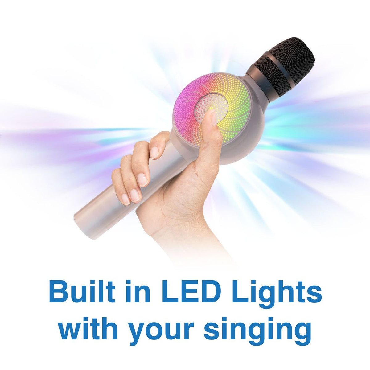 Laser LED Wireless Karaoke Microphone Rose Gold