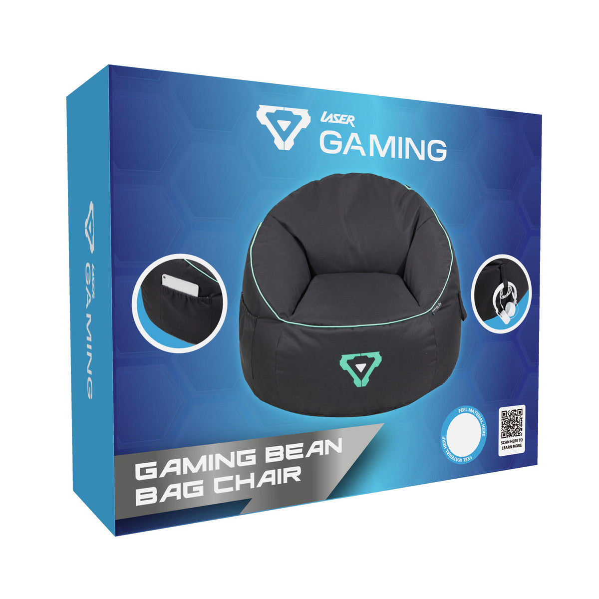 Laser Gaming Bean Bag with Pocket & Headphone Strap