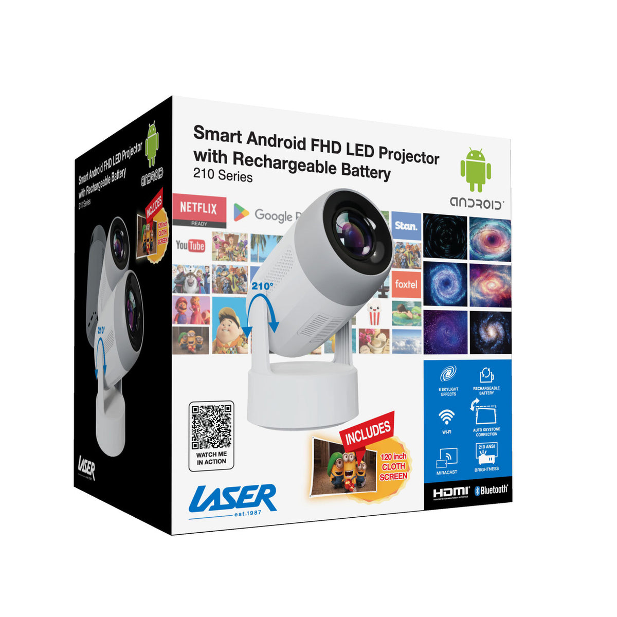Laser Android LED Projector with Battery 1080p