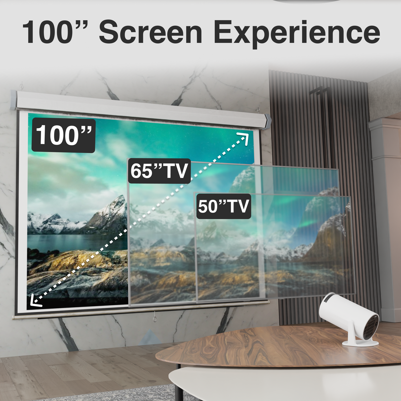 Laser Multi-Angle Tube LED Projector, Android TV 1080p