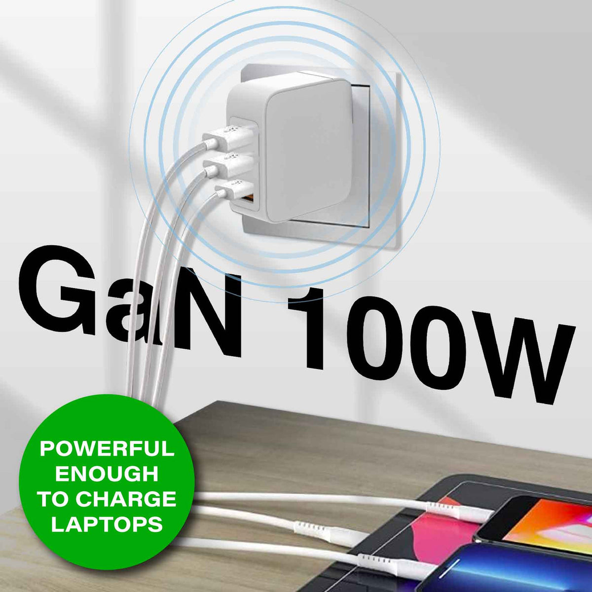 Laser 100W GaN USB-C and USB-A Wall Charger