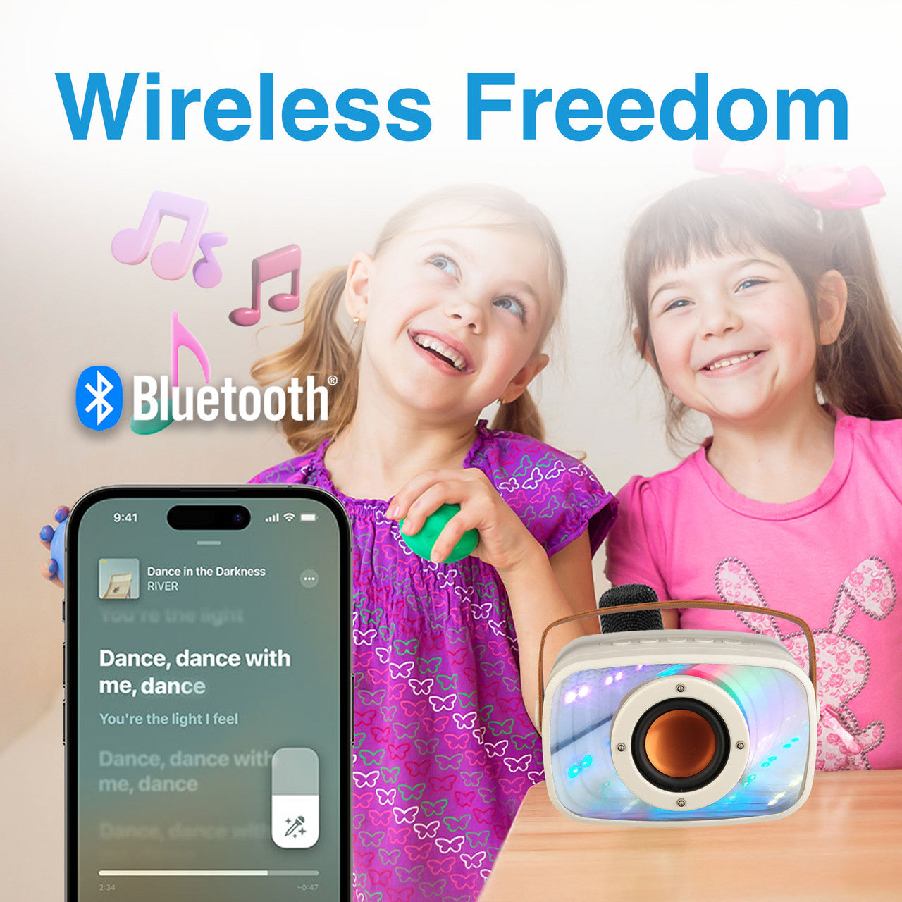 Laser Infinity Karaoke Speaker with Wireless Mic