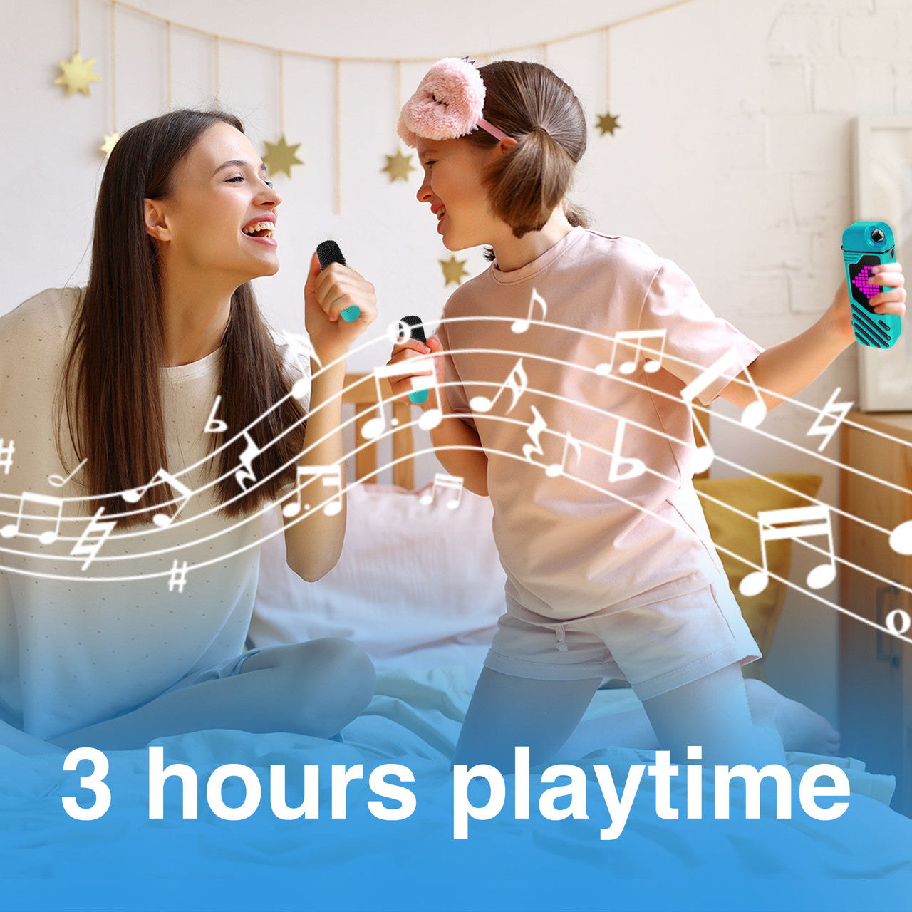 Laser LED Karaoke with 2 Mics Aquatic Awe