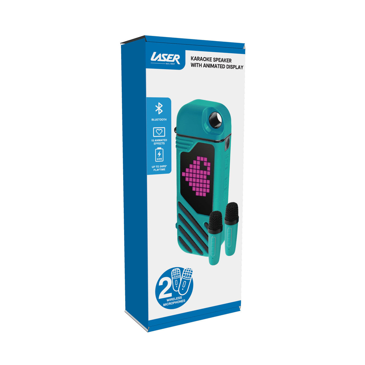 Laser LED Karaoke with 2 Mics Aquatic Awe