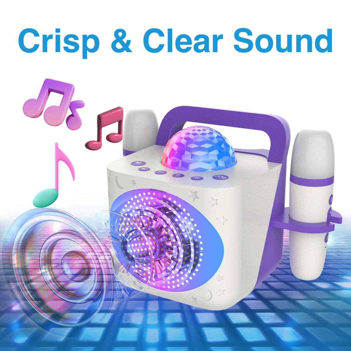 Laser Kids Disco Karaoke with Two Mics White
