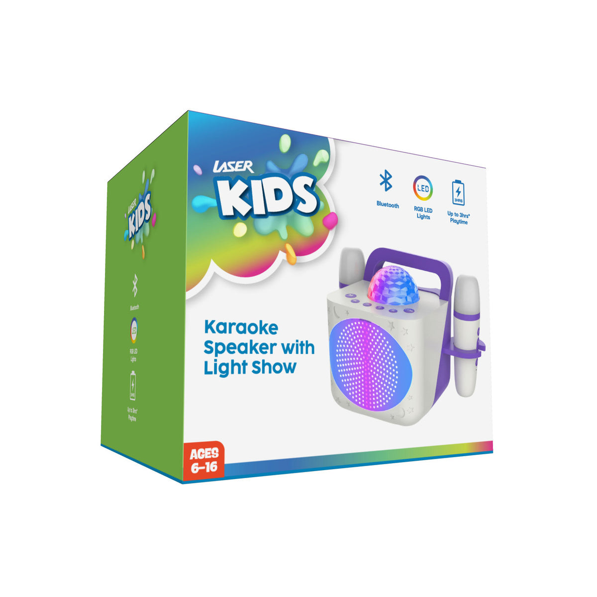 Laser Kids Disco Karaoke with Two Mics White