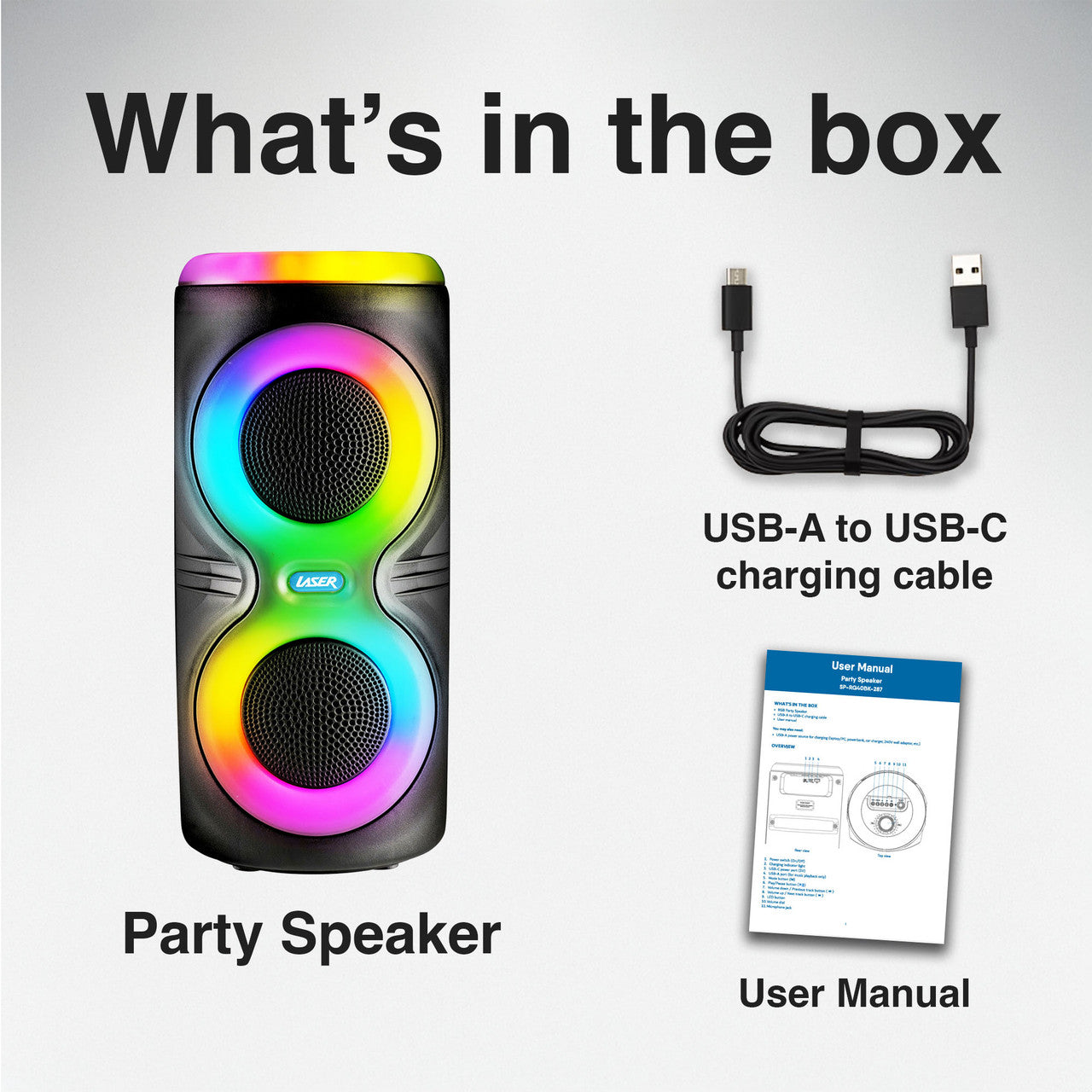 Laser RGB Party Speaker with Microphone Jack