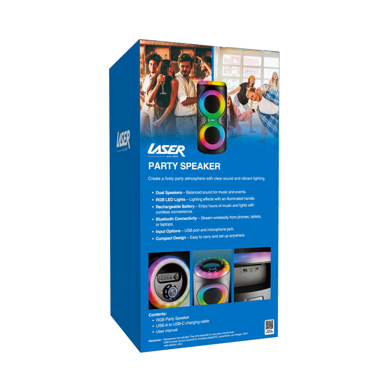 Laser RGB Party Speaker with Microphone Jack