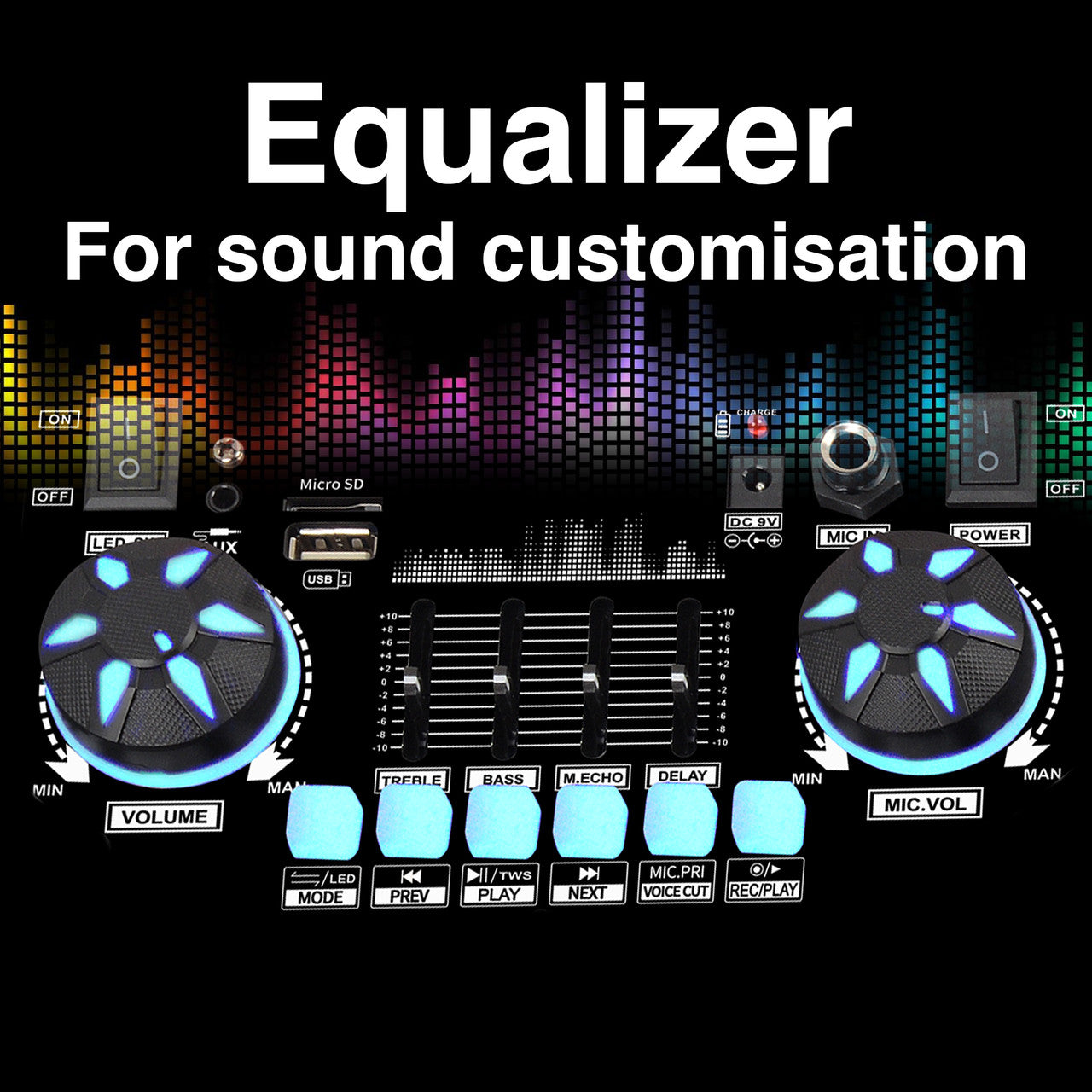 Laser RGB Tower Speaker with 40W Sound