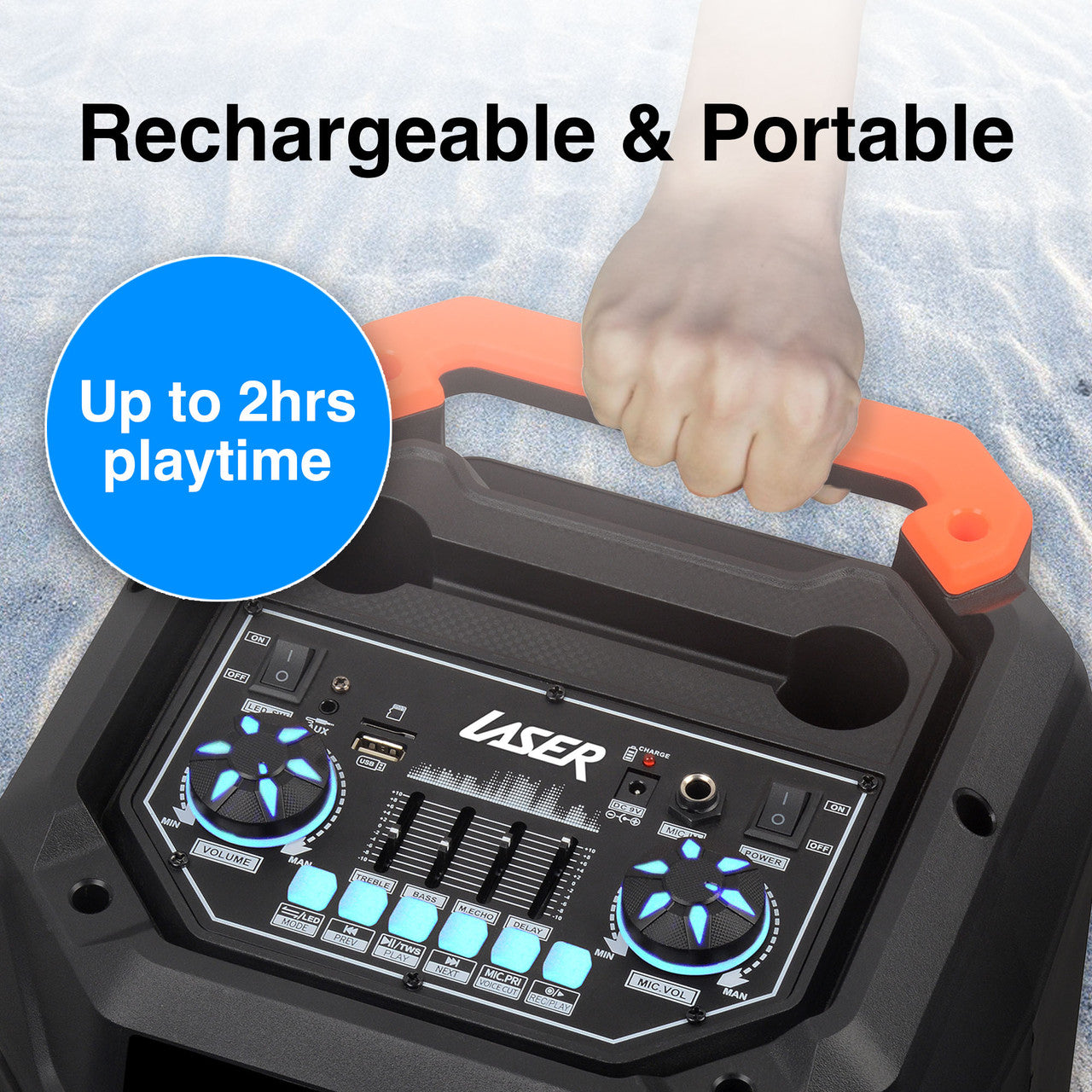 Laser RGB Tower Speaker with 40W Sound