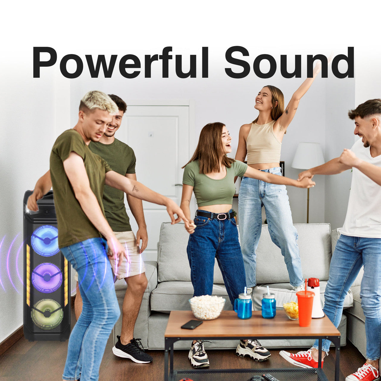 Laser RGB Tower Speaker with 40W Sound