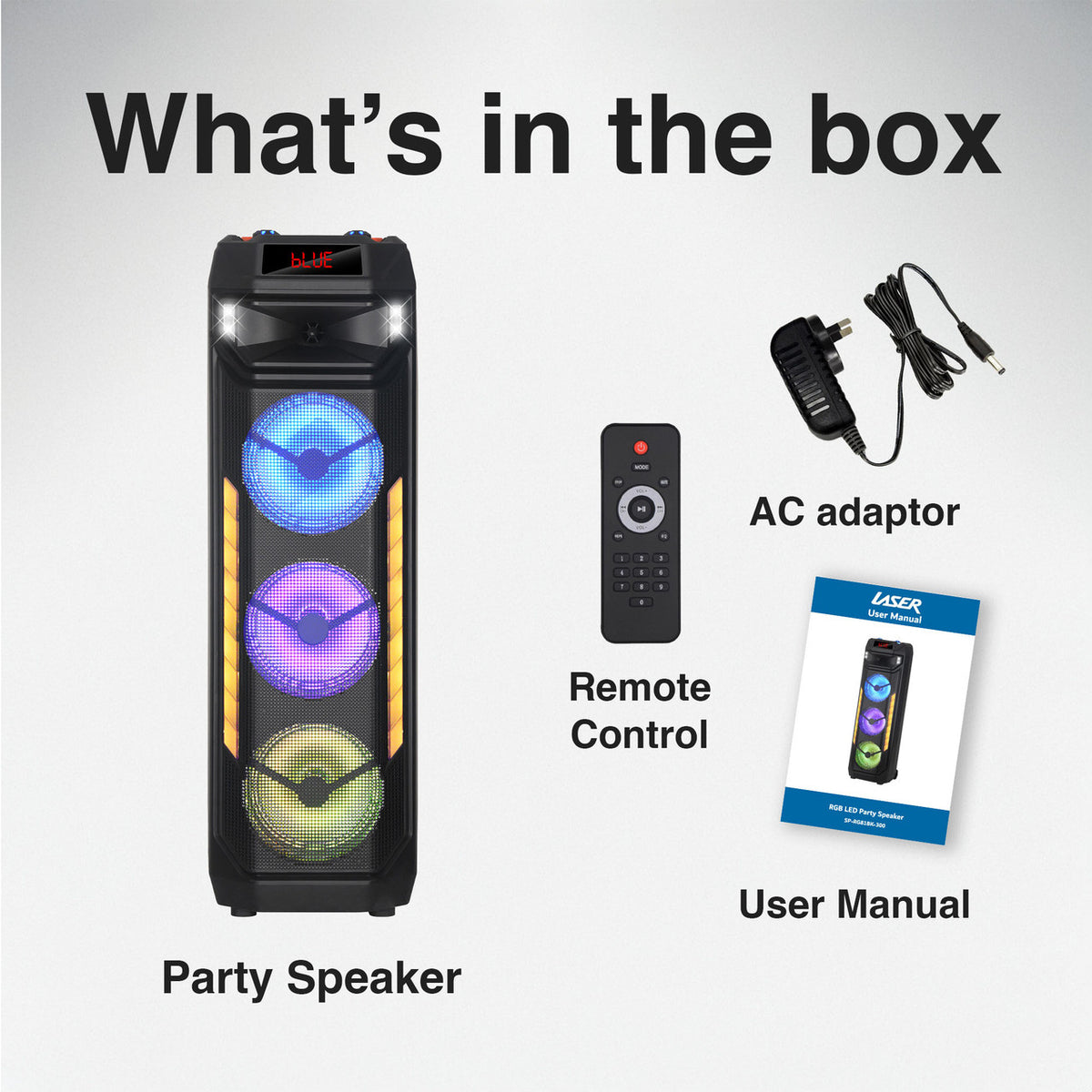 Laser RGB Tower Speaker with 40W Sound