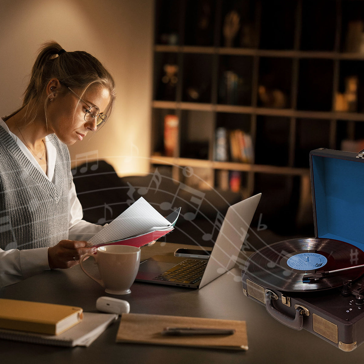 Bluetooth Suitcase Turntable with Speaker