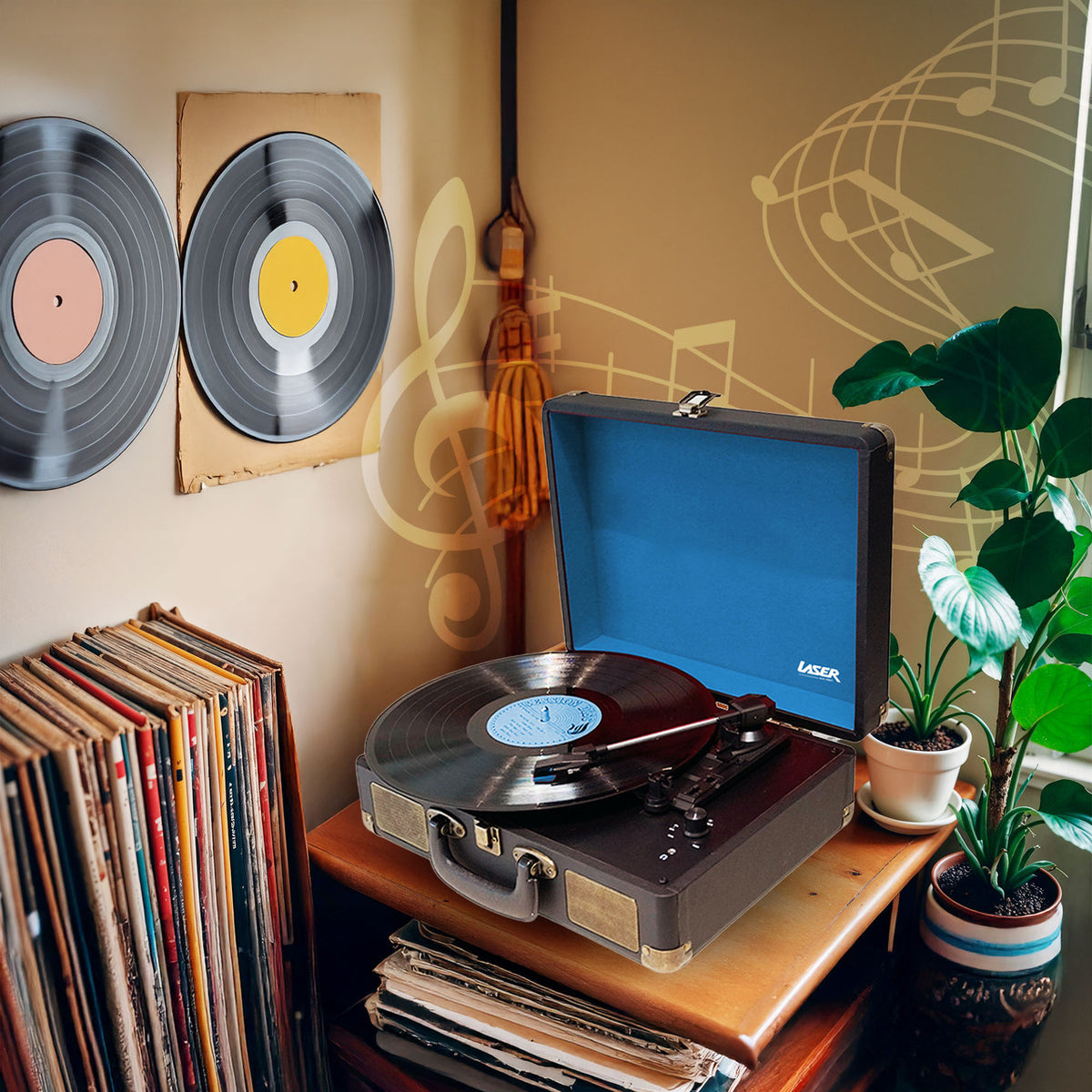 Bluetooth Suitcase Turntable with Speaker