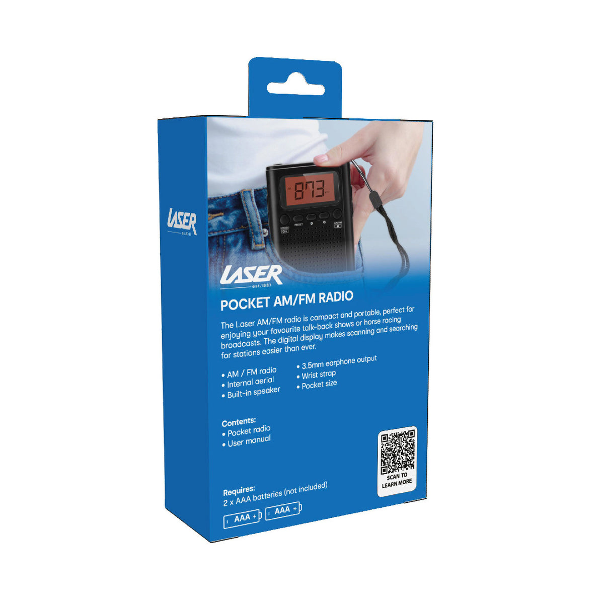 Laser AM FM Pocket Radio with LCD and Speaker