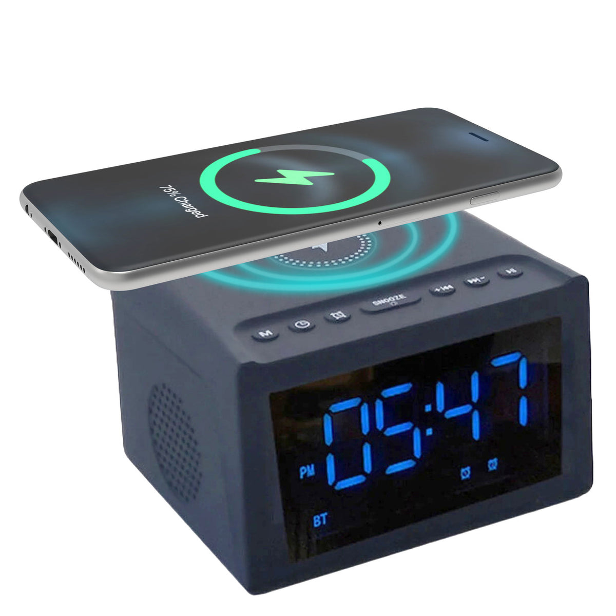Laser Alarm Clock with Wireless Charging &amp; Bluetooth