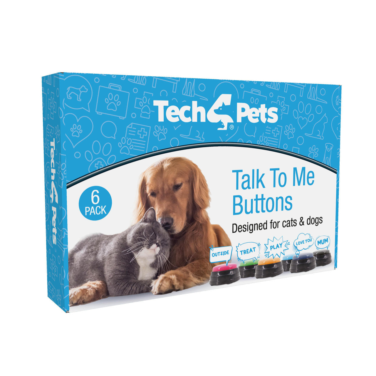 Tech4Pets 6-Pack Talking Buttons for Interactive Pet Communication