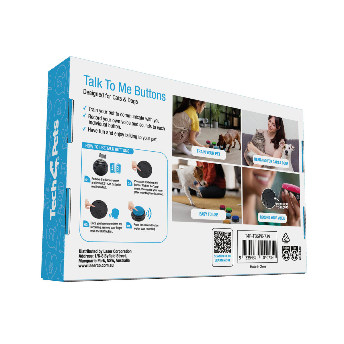 Tech4Pets 6-Pack Talking Buttons for Interactive Pet Communication