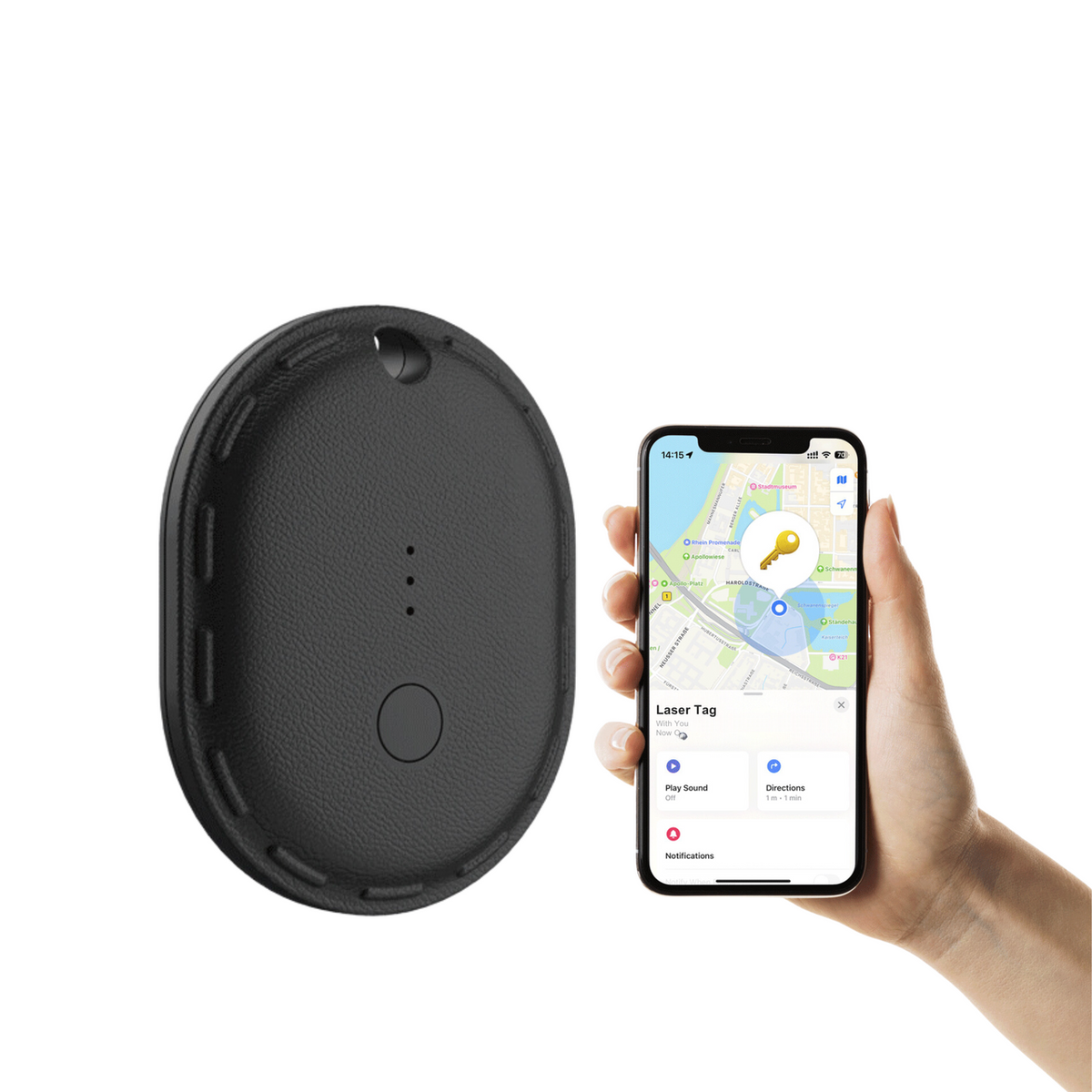Laser Mini Smart Tag with Apple Find My Tracking Black