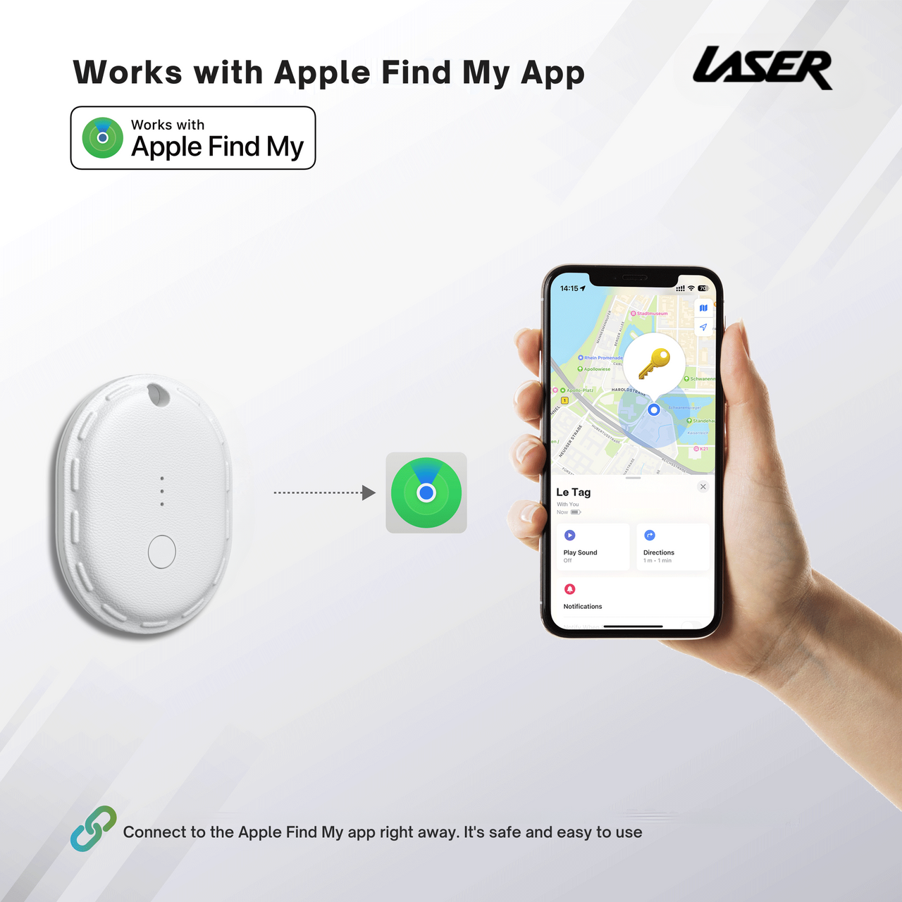 Laser Mini Smart Tag with Apple Find My Tracking White