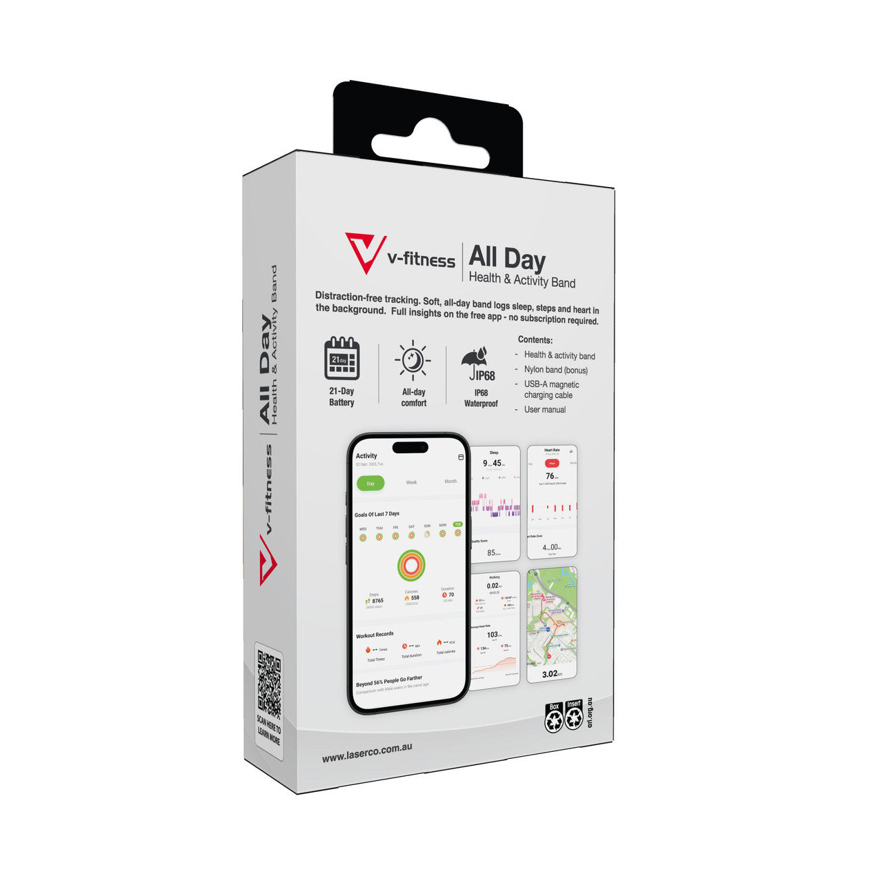 V-Fitness Smart Band Silver