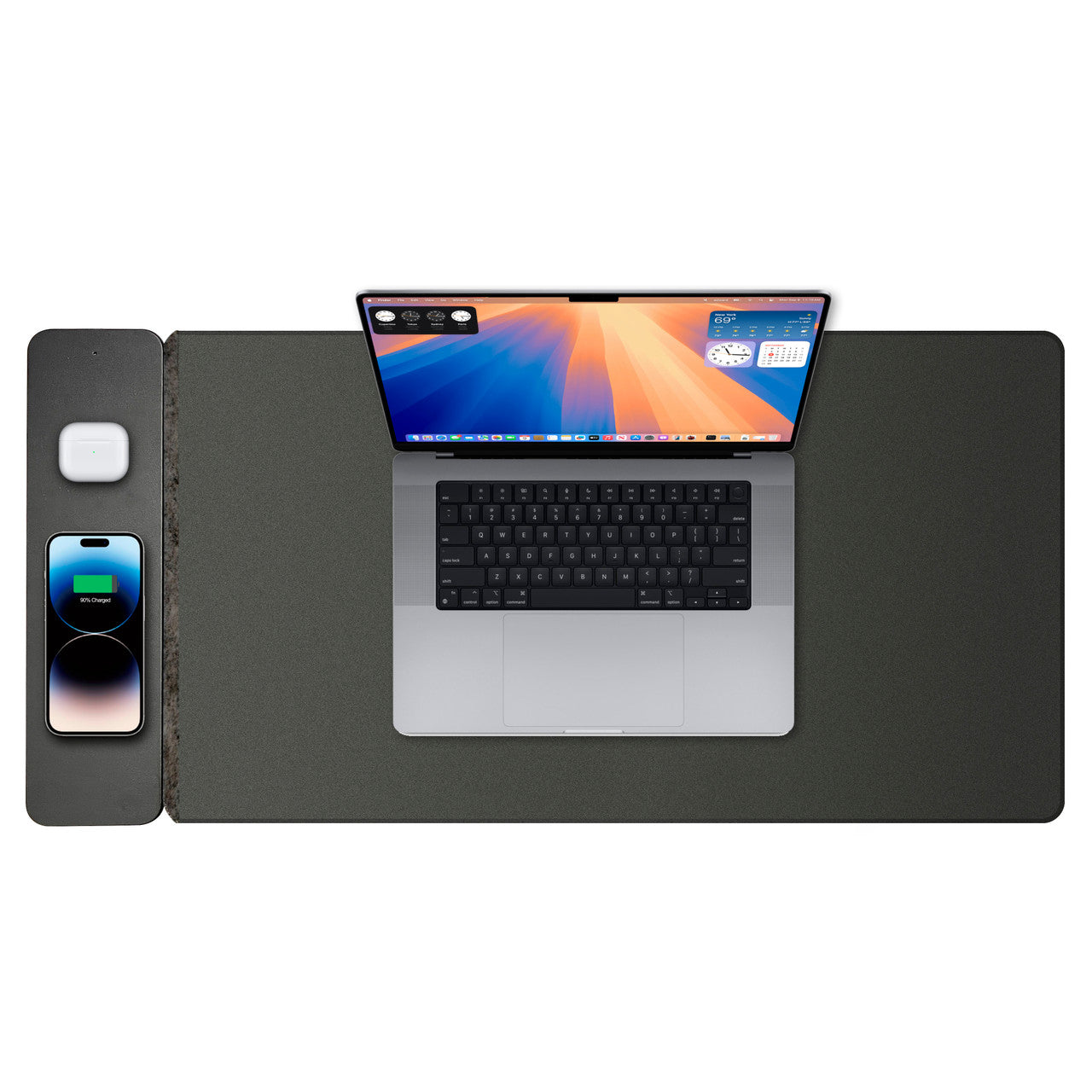 Laser Wireless Charging Desk Mat Black