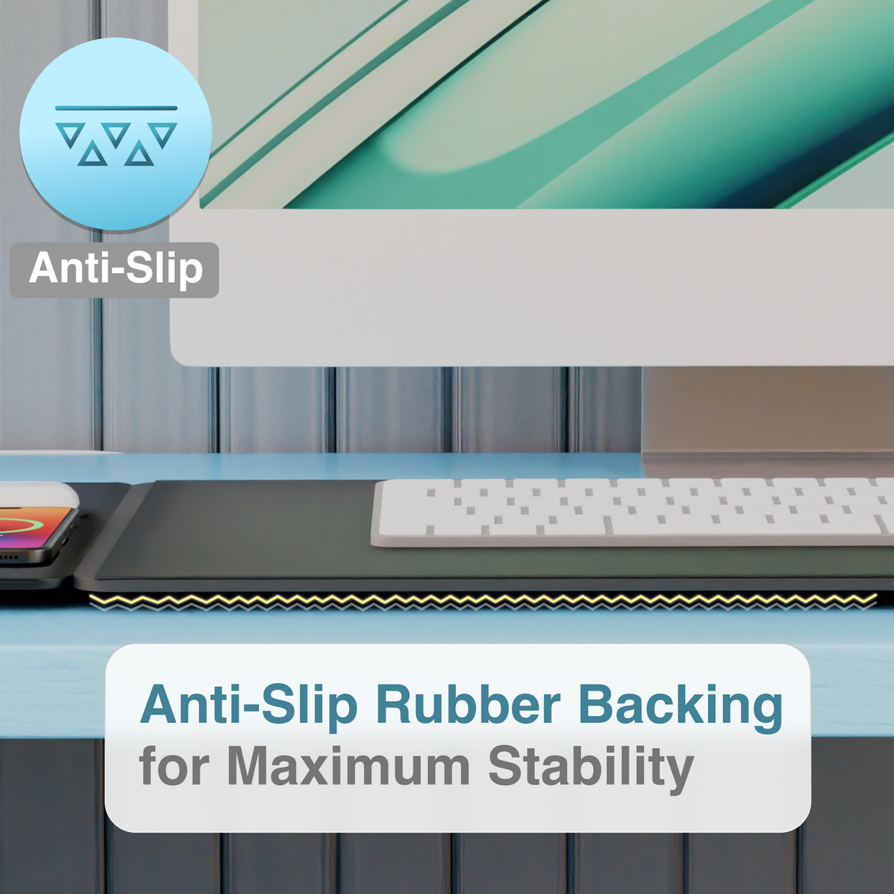 Laser Wireless Charging Desk Mat Black