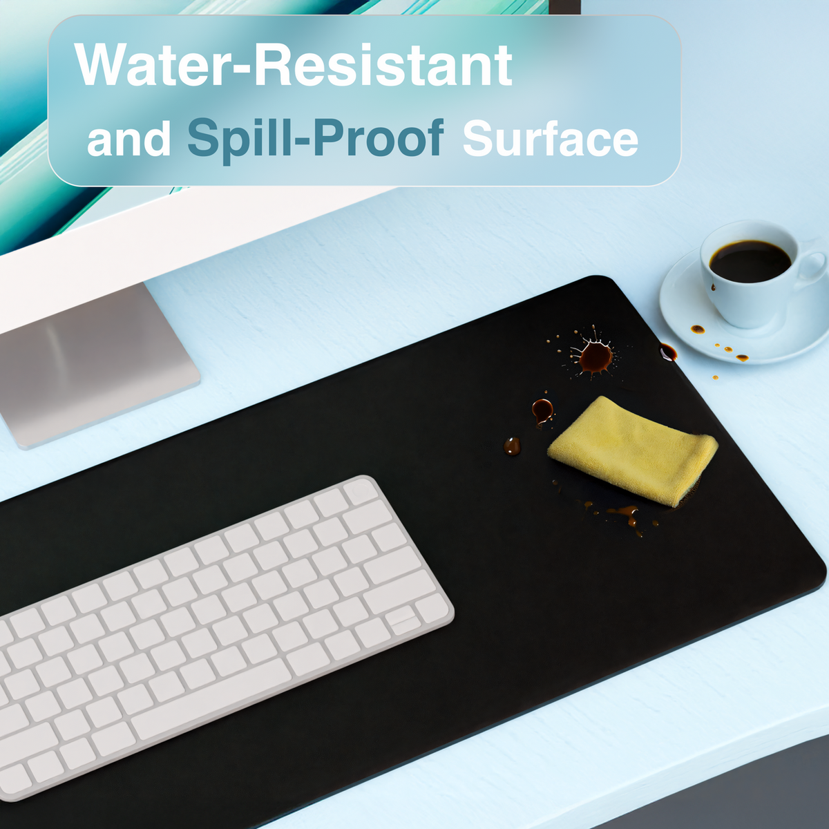 Laser Wireless Charging Desk Mat Black