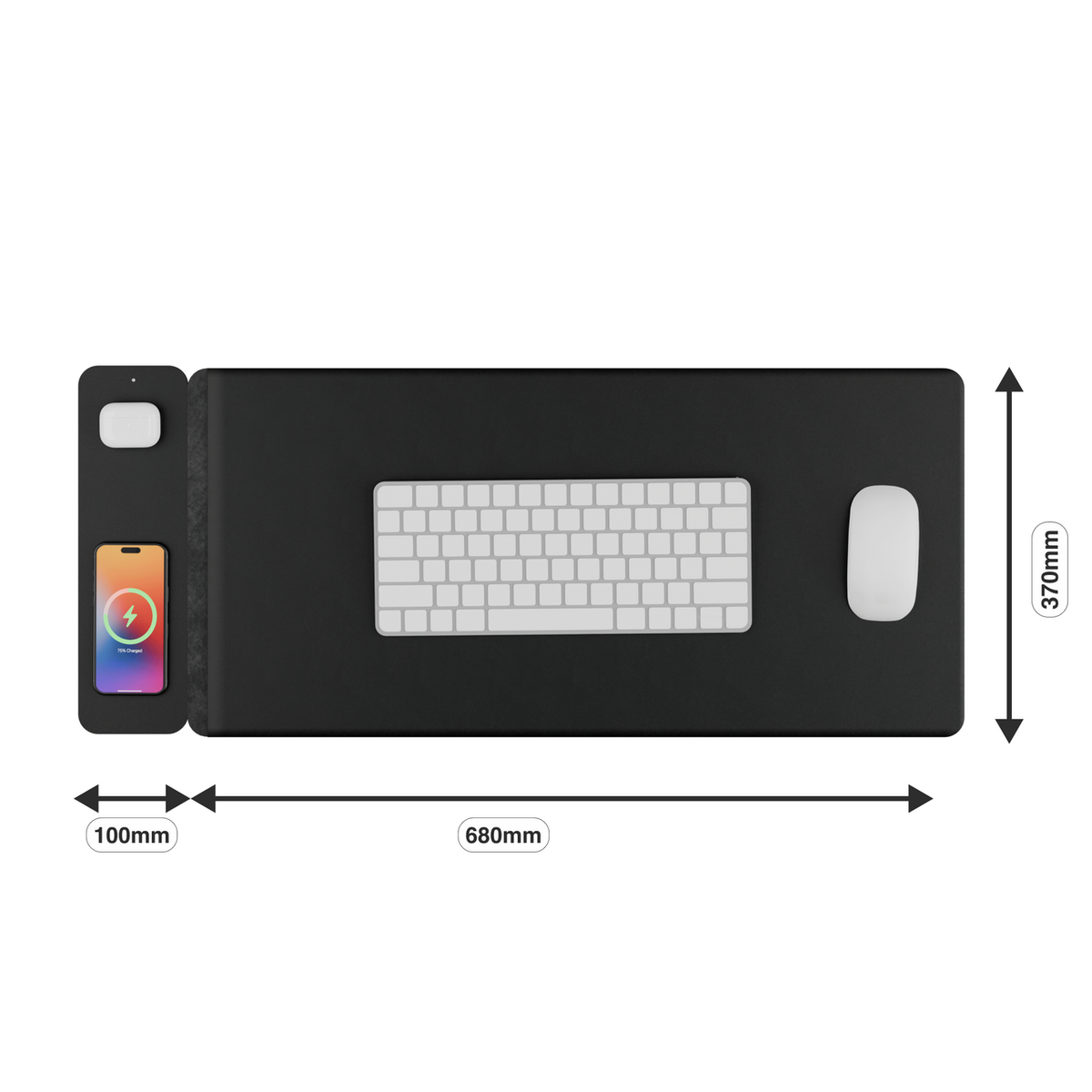 Laser Wireless Charging Desk Mat Black