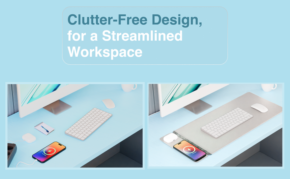 Laser Wireless Charging Desk Mat Grey