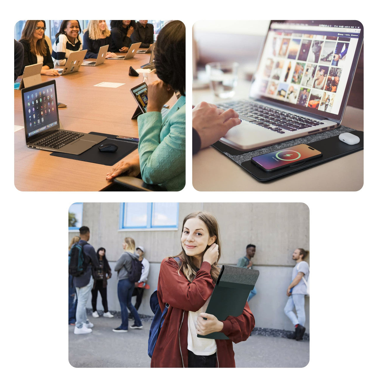 Laser Wireless Charging Laptop Sleeve Up to 16 Inch Black