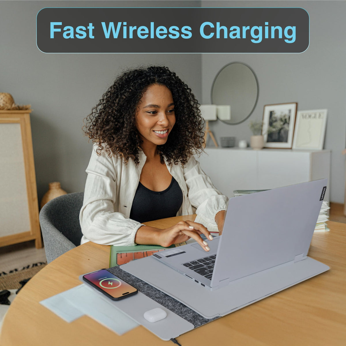 Laser Wireless Charging Laptop Sleeve Up to 16 Inch Grey