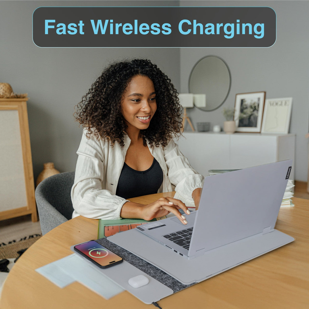 Laser Wireless Charging Laptop Sleeve Up to 16 Inch Grey