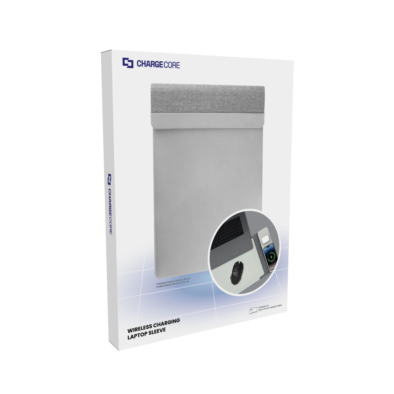 Laser Wireless Charging Laptop Sleeve Up to 16 Inch Grey