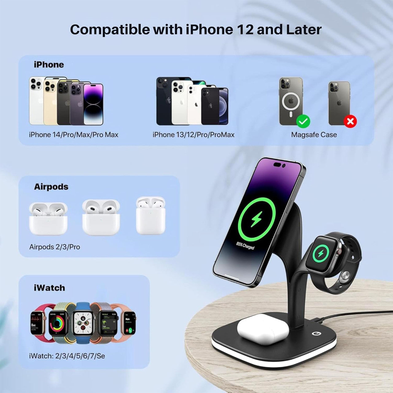 5 in 1 Wireless Charging Station with Night Light