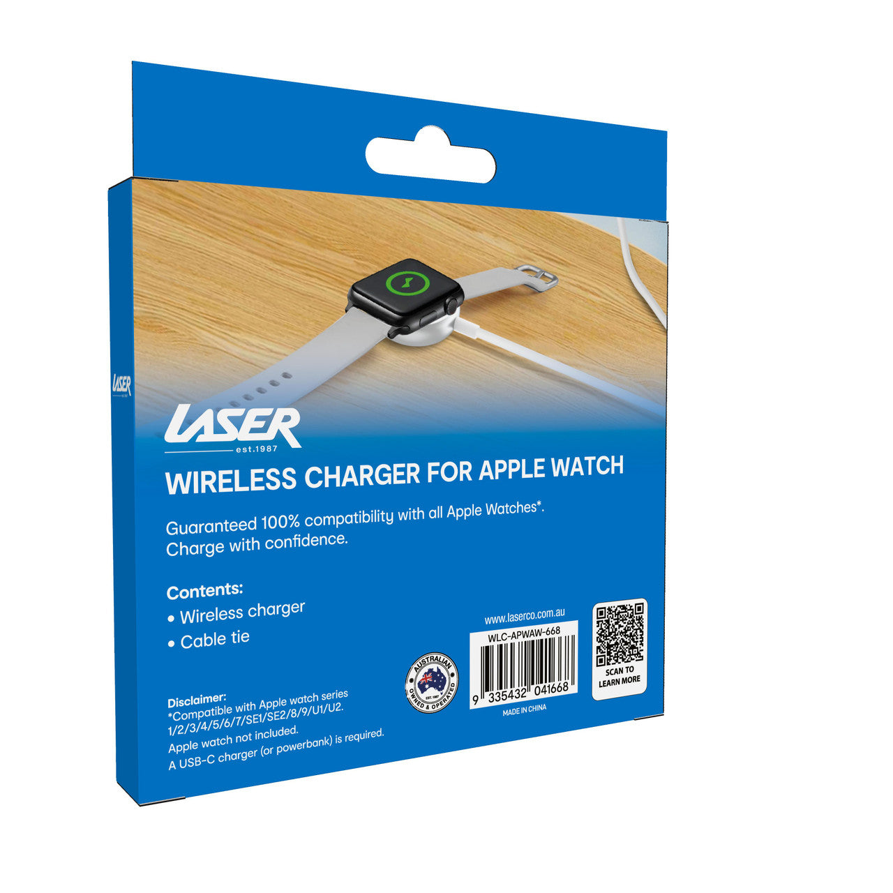 Laser Wireless Charger for Apple Watch White