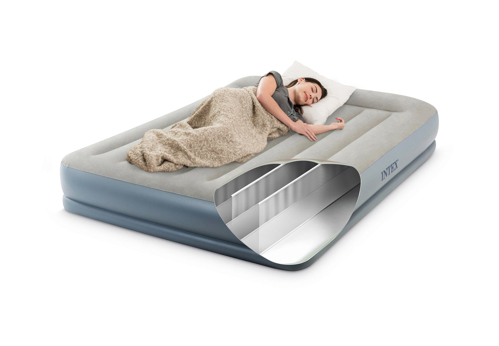 INTEX Queen Dura-Beam� Air Mattress w/ Built-In USB Electric Pump 64118