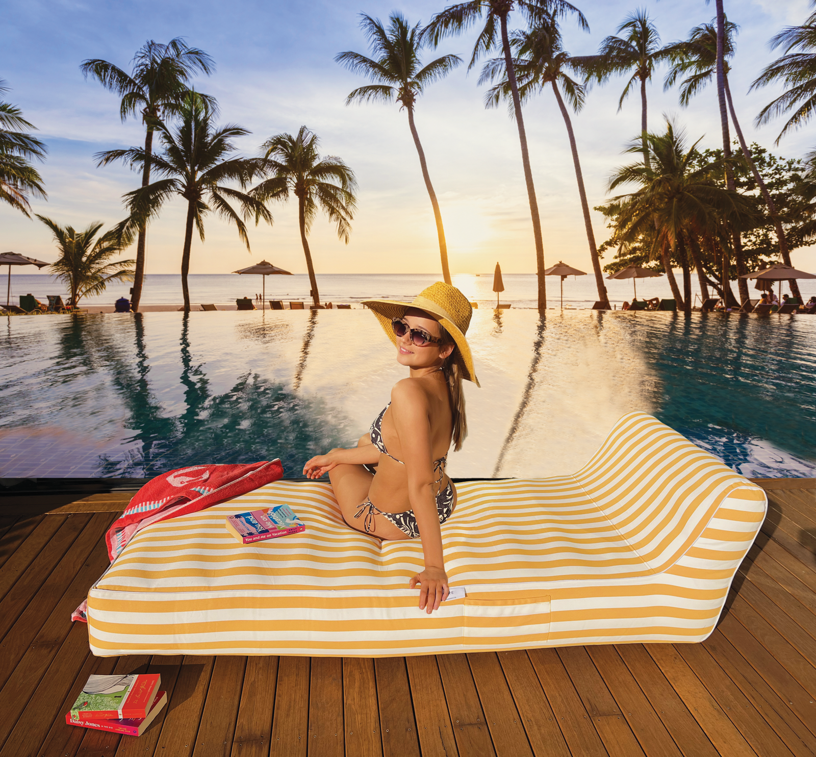 Spire Paradisus Luxury Pool Lounge Yellow Stripe RL-884Y