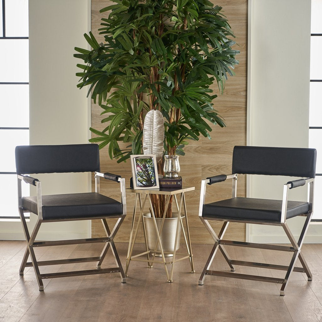 Rocklin Steel &amp; Bonded Leather Director chair Armchair in Black