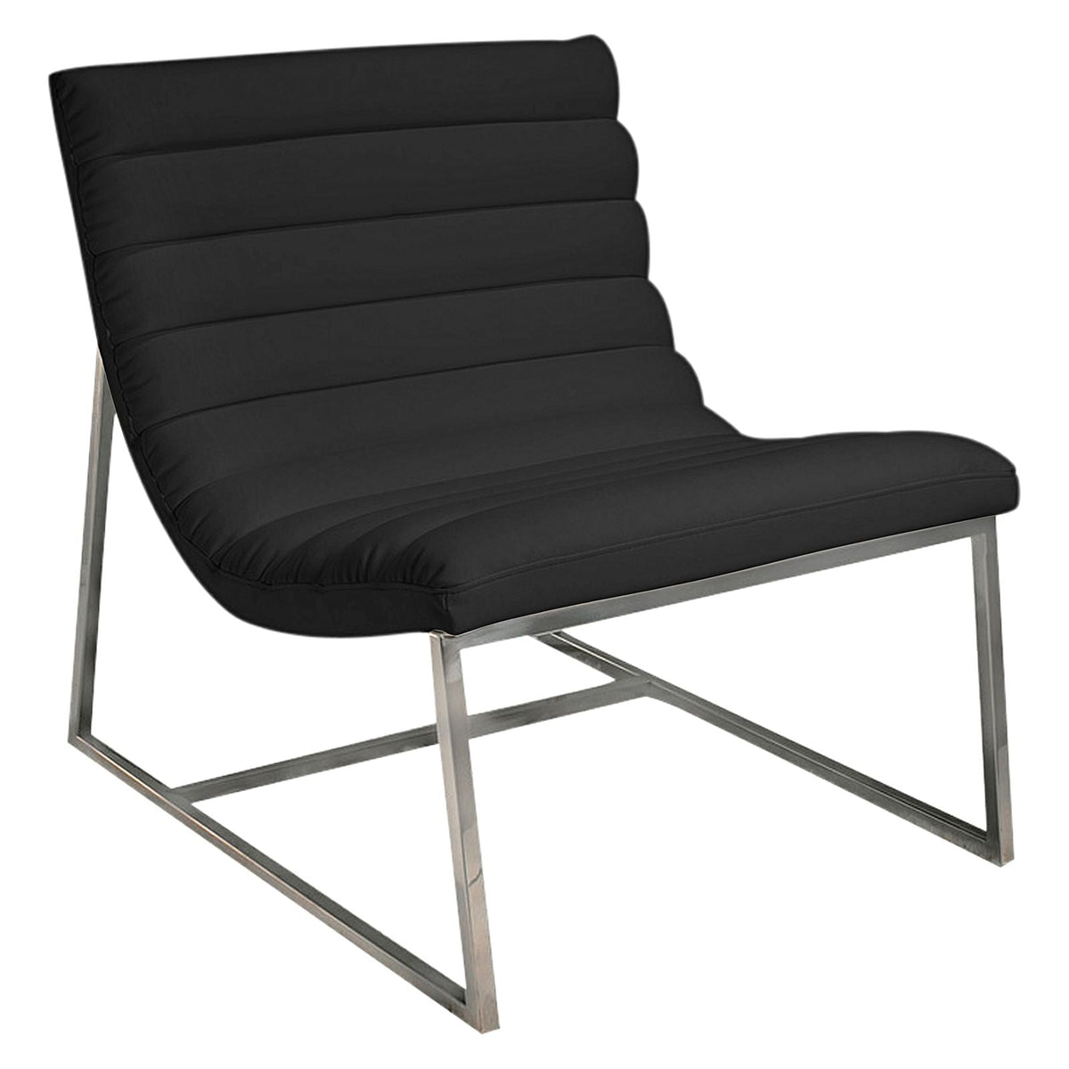 Caviar Bonded Leather &amp; Steel Lounge Accent Chair in Black