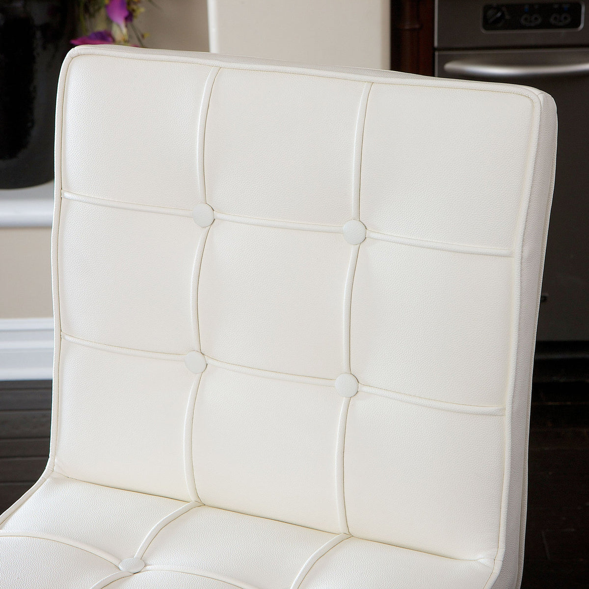 Pandora Bonded Leather & Steel Bar Stool in White