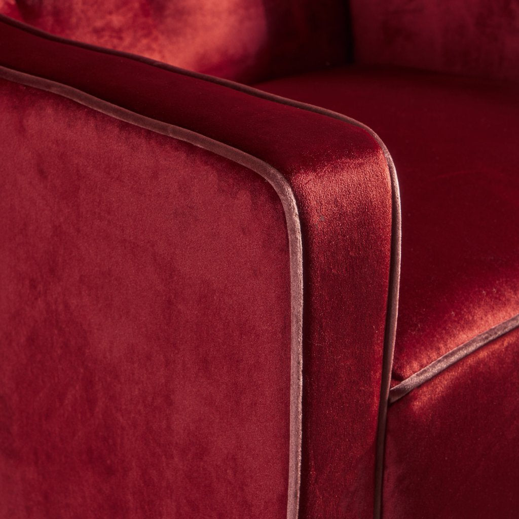 Lara Two Tone Tufted Garnet New Velvet Club Armchair