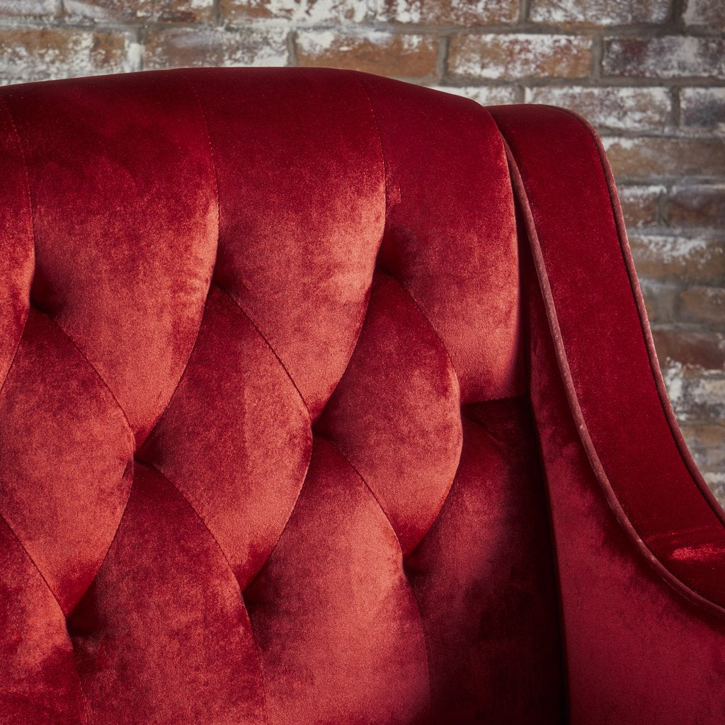 Lara Two Tone Tufted Garnet New Velvet Club Armchair