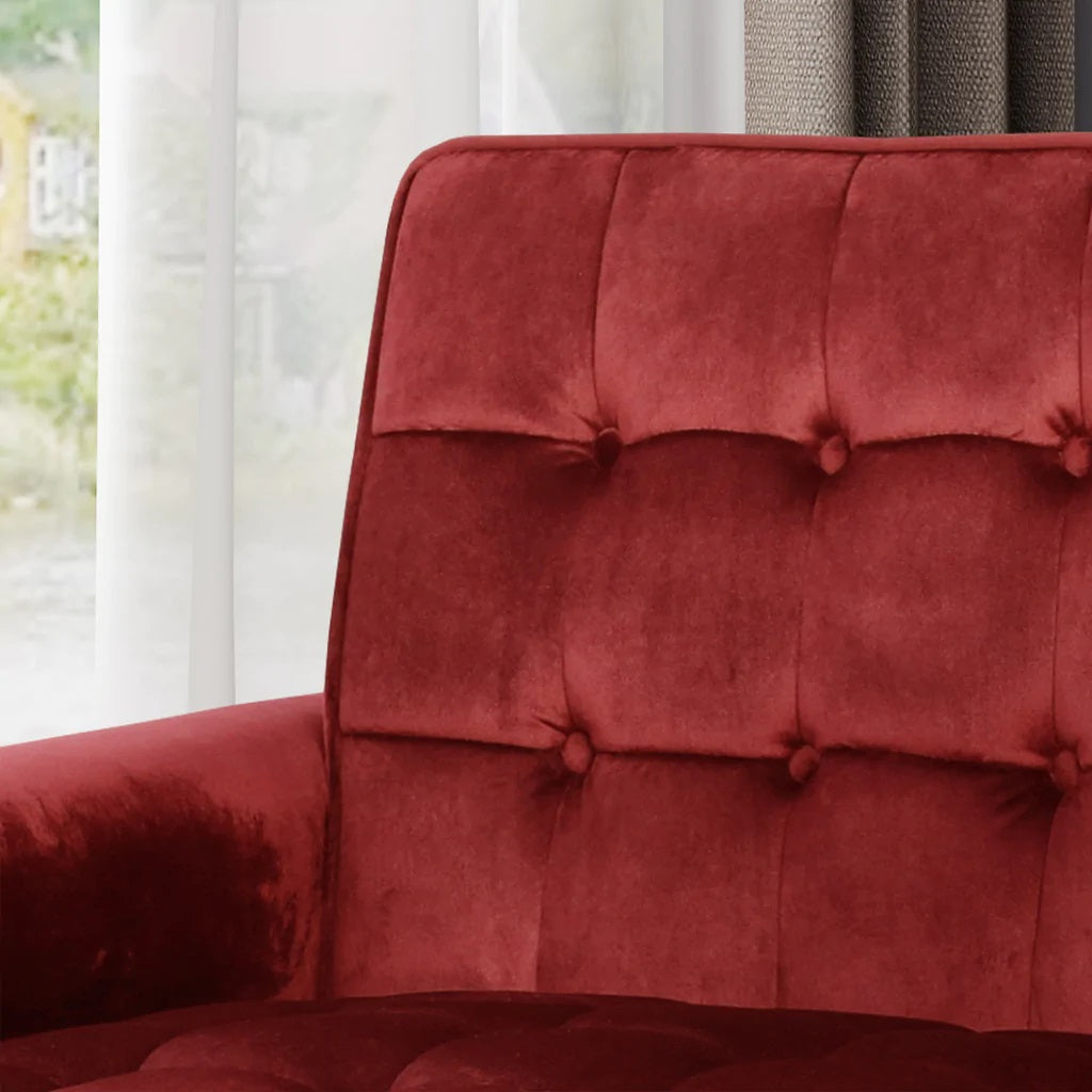 Lewisham Garnet Tufted Velvet Armchair
