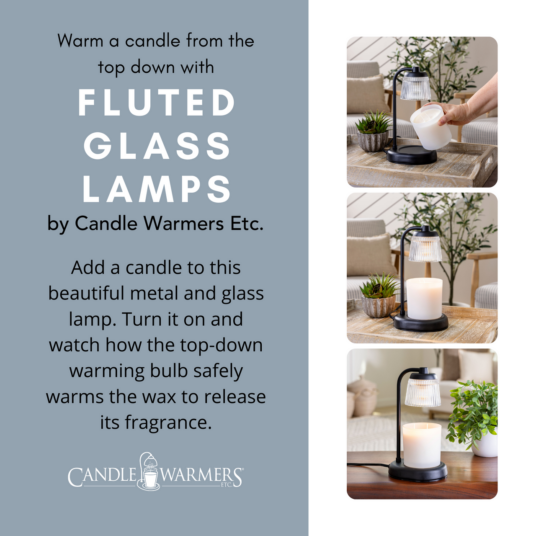 Fluted Glass Black Candle Warmer Lamp - RRP $69.95 - Wholesale