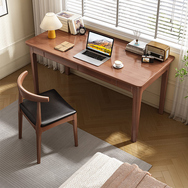 Mitch Solid Wood Study Desk /Rubberwood/Minimal Assembly/Walnut