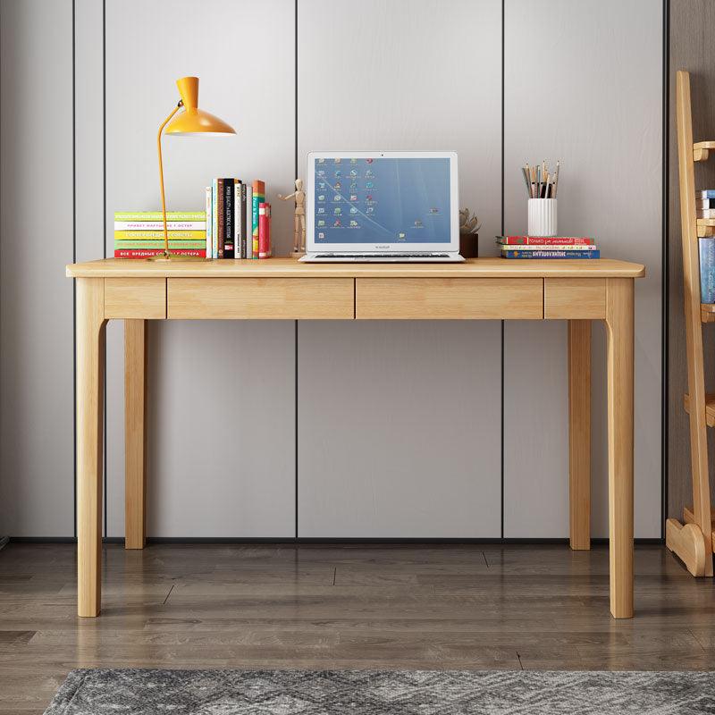 Mitch Solid Wood Study Desk /Rubberwood/Minimal Assembly/Natural Wood Colour